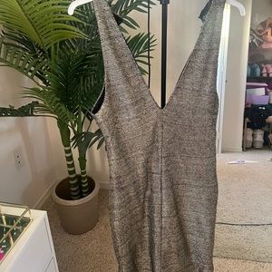 Gold v neck Bodycon dress